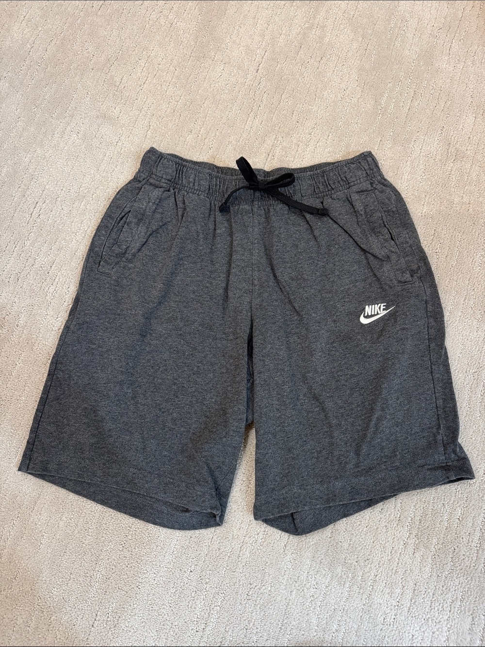Nike Dark Gray Athletic Shorts with Black Drawstring